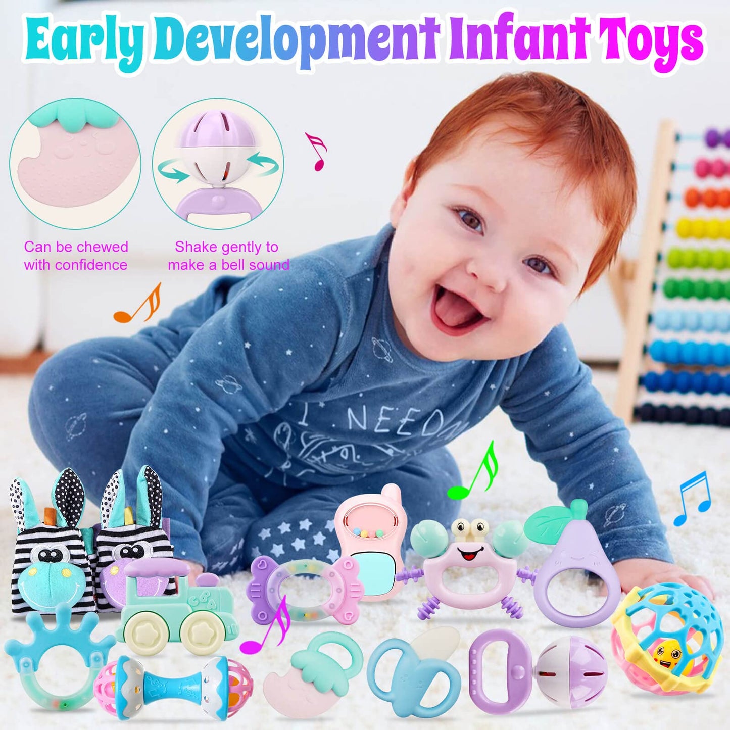 Baby Rattles 0-6 Months: Baby Toys Rattles for Babies 6-12 Months Infant Toys 0-3 Months Newborn Toys Teething Toys 3-6 Months - Baby Rattle Socks Baby Gifts for Boy Girl