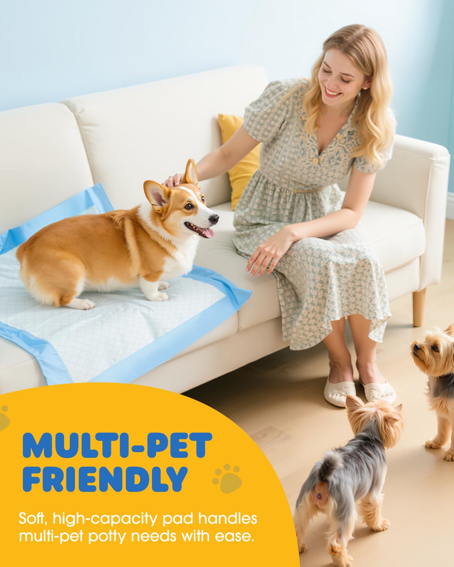 100-Pack X-Large Puppy Pads - 34'' x 28'' Pee Pads for Dogs Potty Training with Leak-Proof Quick-Dry Design, 6-Layer Dog Pads Extra Large, Blue