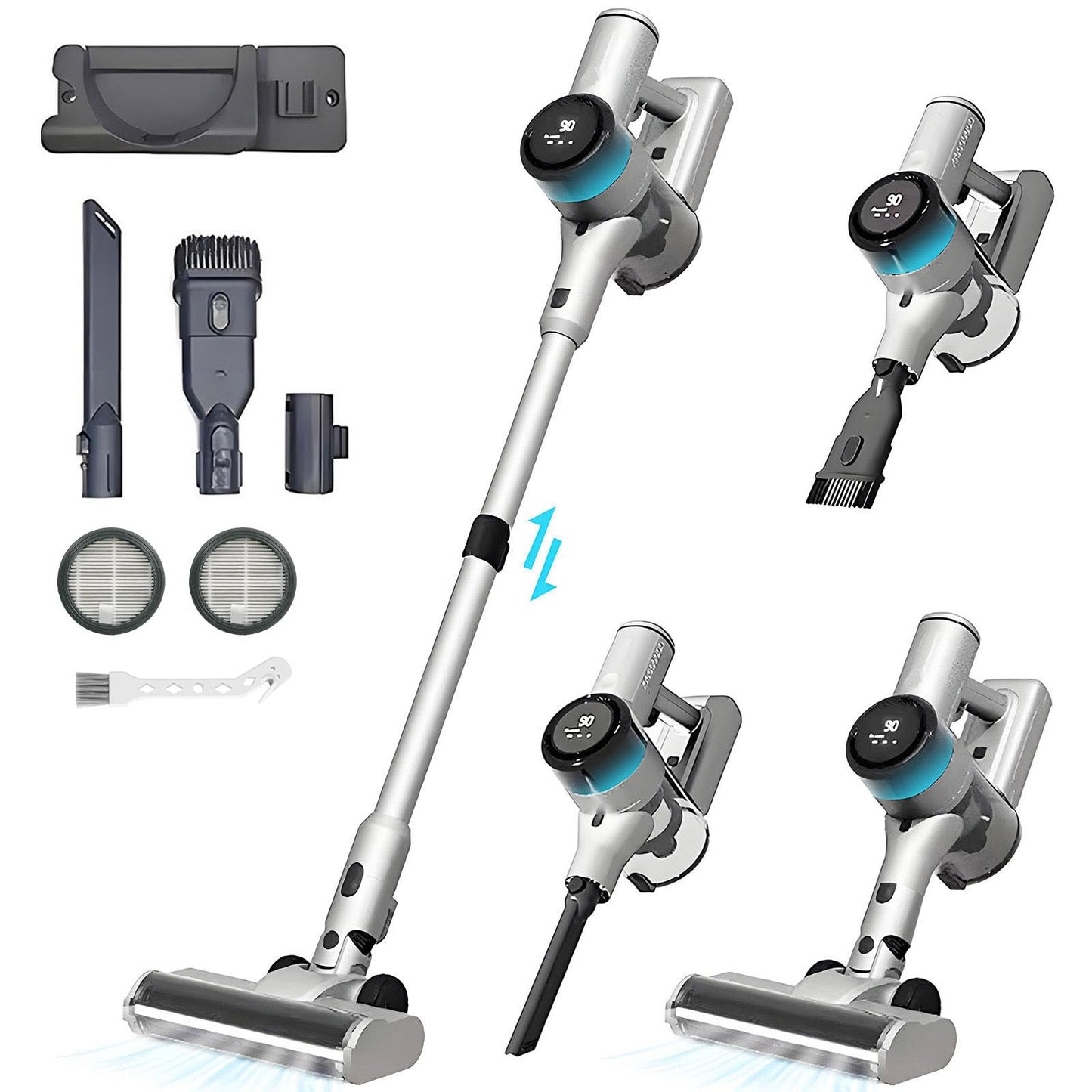 Autsmile Cordless Vacuum Cleaner, Handheld Vacuum Cleaner, Up to 50 Minutes, Powerful Suction, Rechargeable Lightweight Vacuum with LED Light for Home Hard Floors, Pet Hair, Carpet, Car