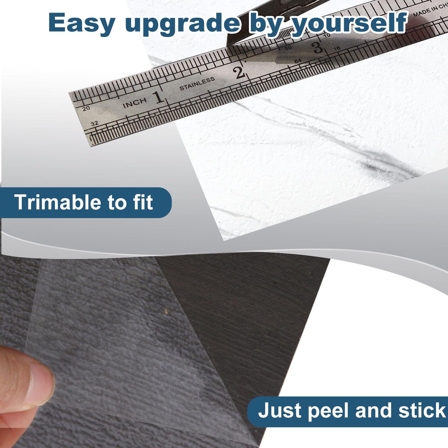 Yipscazo 32-Pack Peel and Stick Floor Tiles, 12" x 12" Stone & Jazz White Vinyl Flooring, Waterproof Self Adhesive Tile for Bathroom, Kitchen, RV, DIY Renovation