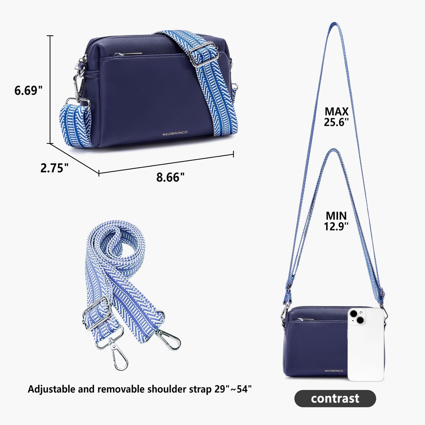 WESTBRONCO Small Crossbody Bags for Women, Shoulder Handbags, Satchel Purse with Adjustable Strap Coffee