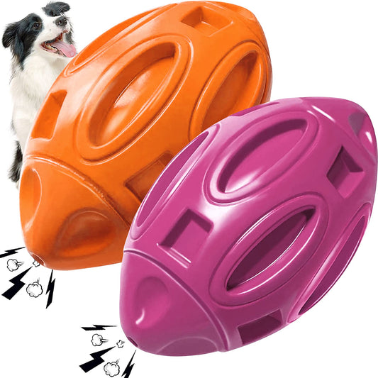 2 Pack Squeaky Dog Toys for Aggressive Chewers Large Medium Small Puppy Interactive Dog Chew Toy Durable Rubber Indestructible Tough Ball