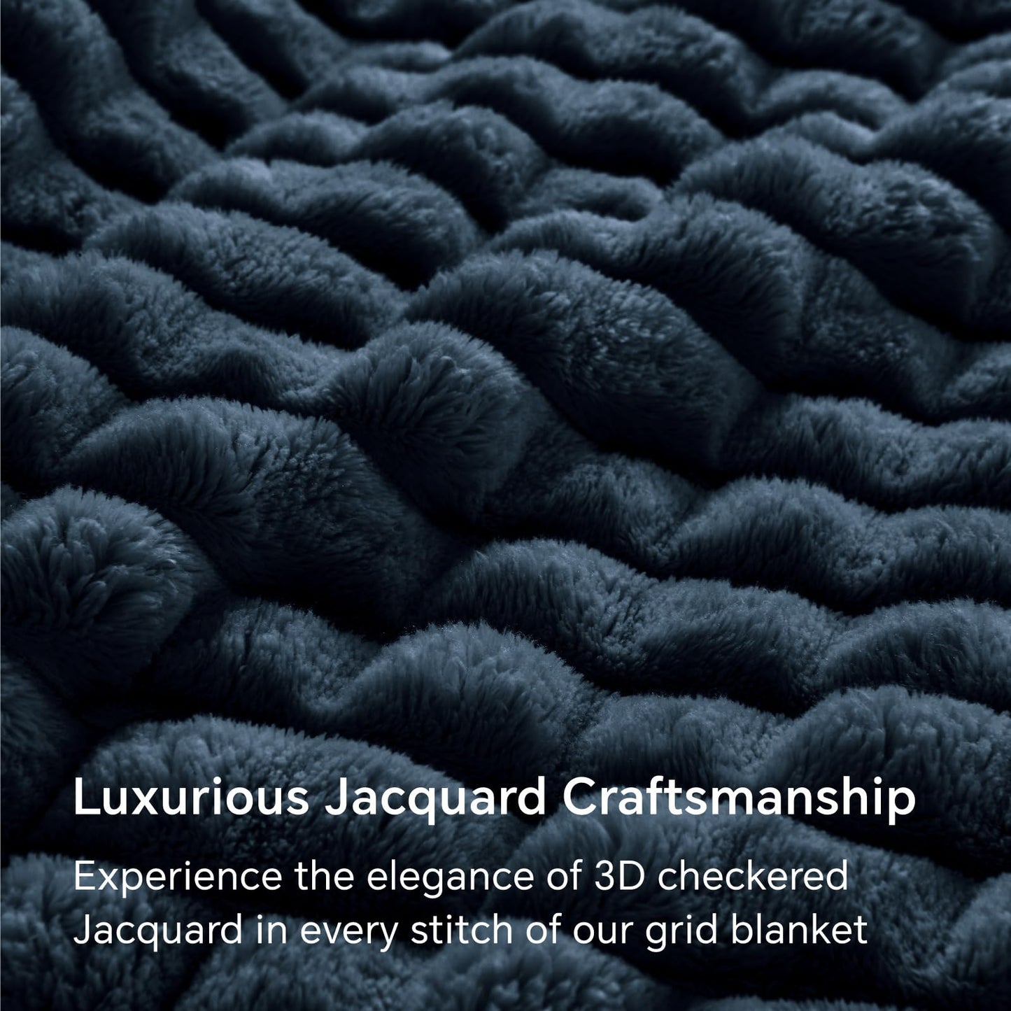 BEDELITE Navy Throw Blanket for Couch and Bed- Super Soft and Warm 3D Checkered Fluffy Fuzzy Fleece Blanket, Luxurious Plush Cozy Blanket for Room Decor Spring, 50x60 inches