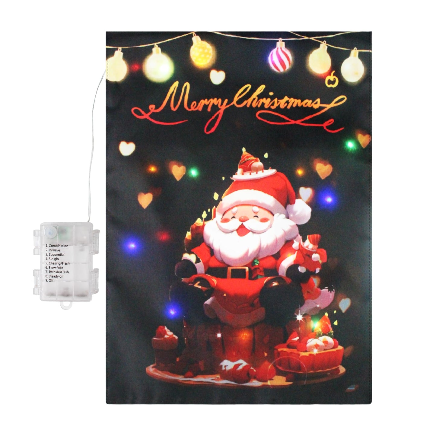 RedFinches Lighted Christmas Garden Flag, Christmas Garden Flag, 12×18 inch Led Christmas Yard Flag, Double Sided Christmas Santa Claus Garden Flag for Outside Yard Garden Lawn Decoration