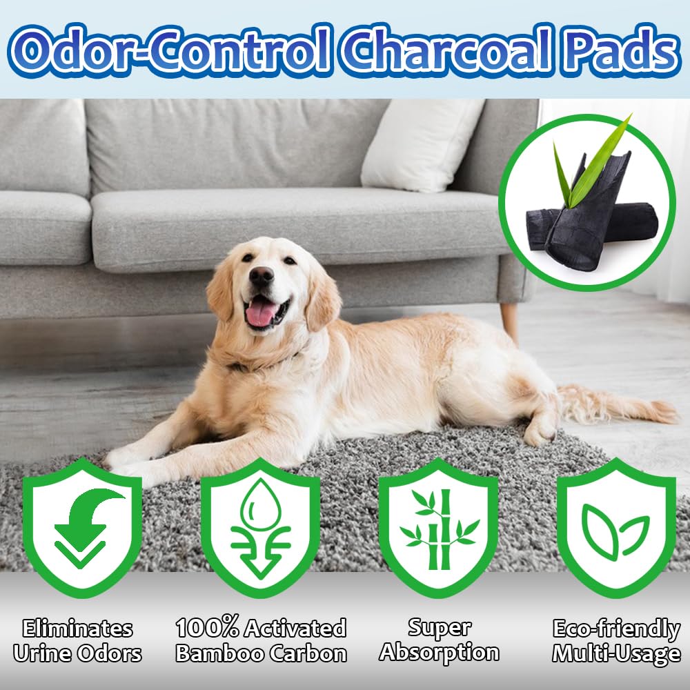 Dogcator Charcoal Dog Pee Pads Extra Large 28“x34”, Puppy Pads XL 30 Count, Potty Pads for Dogs, Disposable Urine Bed Pads for Odor-Control, X-Large Piddle Underpads, Training Liners for Housebreaking