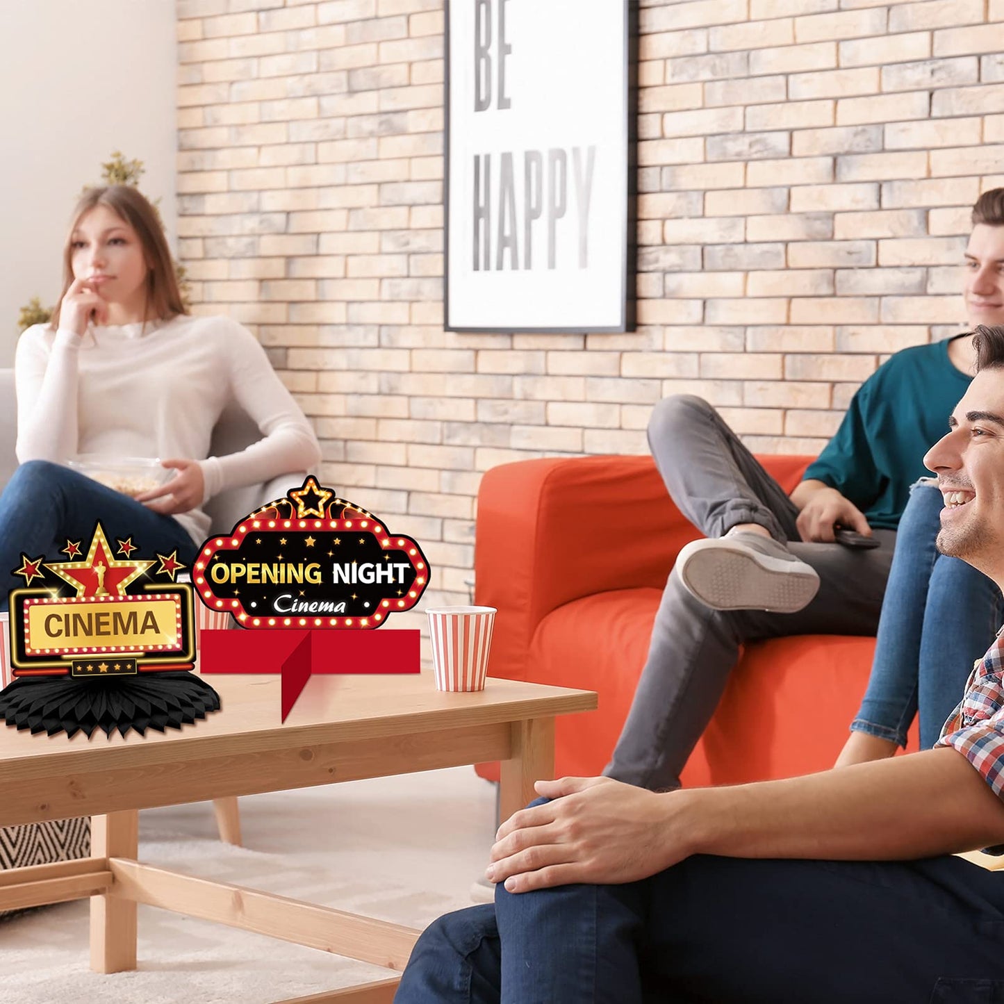 Chinco 12 Pieces Movie Night Party Supplies Decorations Movie Theater Honeycomb Centerpiece 3D Microphone Ticket Star Video Paper Centerpiece Sign Table Decoration for Theater Birthday Party Favors