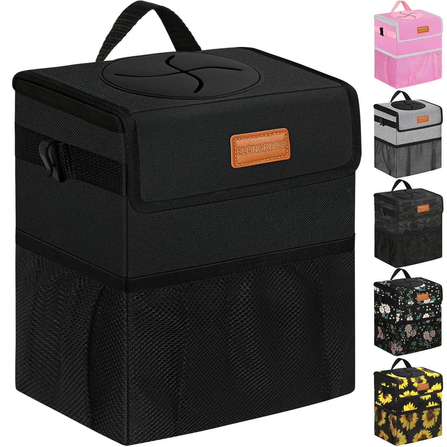 Car Trash Can Bin for Back Seat Leak Proof, Cute Trash Bag Hanging, for SUV Truck Van, Automotive Vehicle Garbage Cans Front Seat Grey