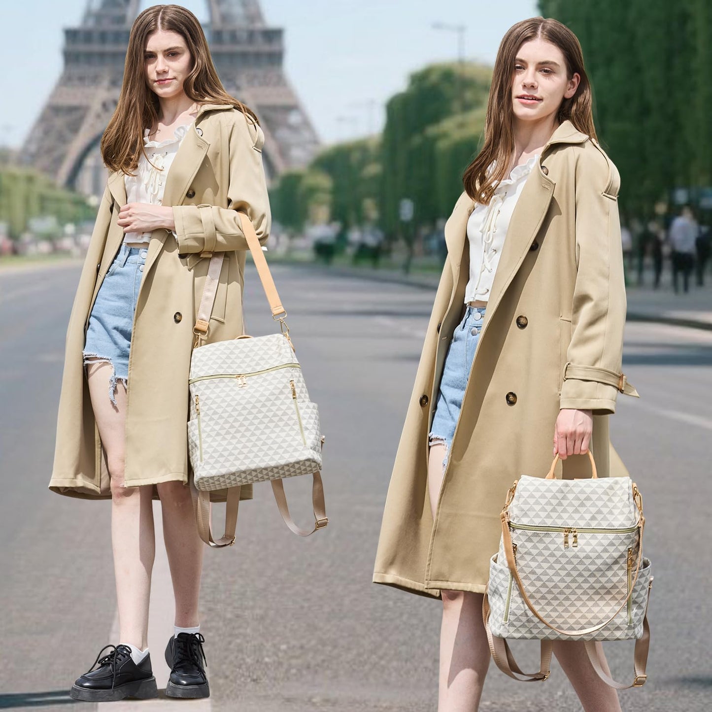 Makes Backpack Purse for Women PU Leather Travel Satchel Handbag Convertible Design Bag with Purse 2 Piece