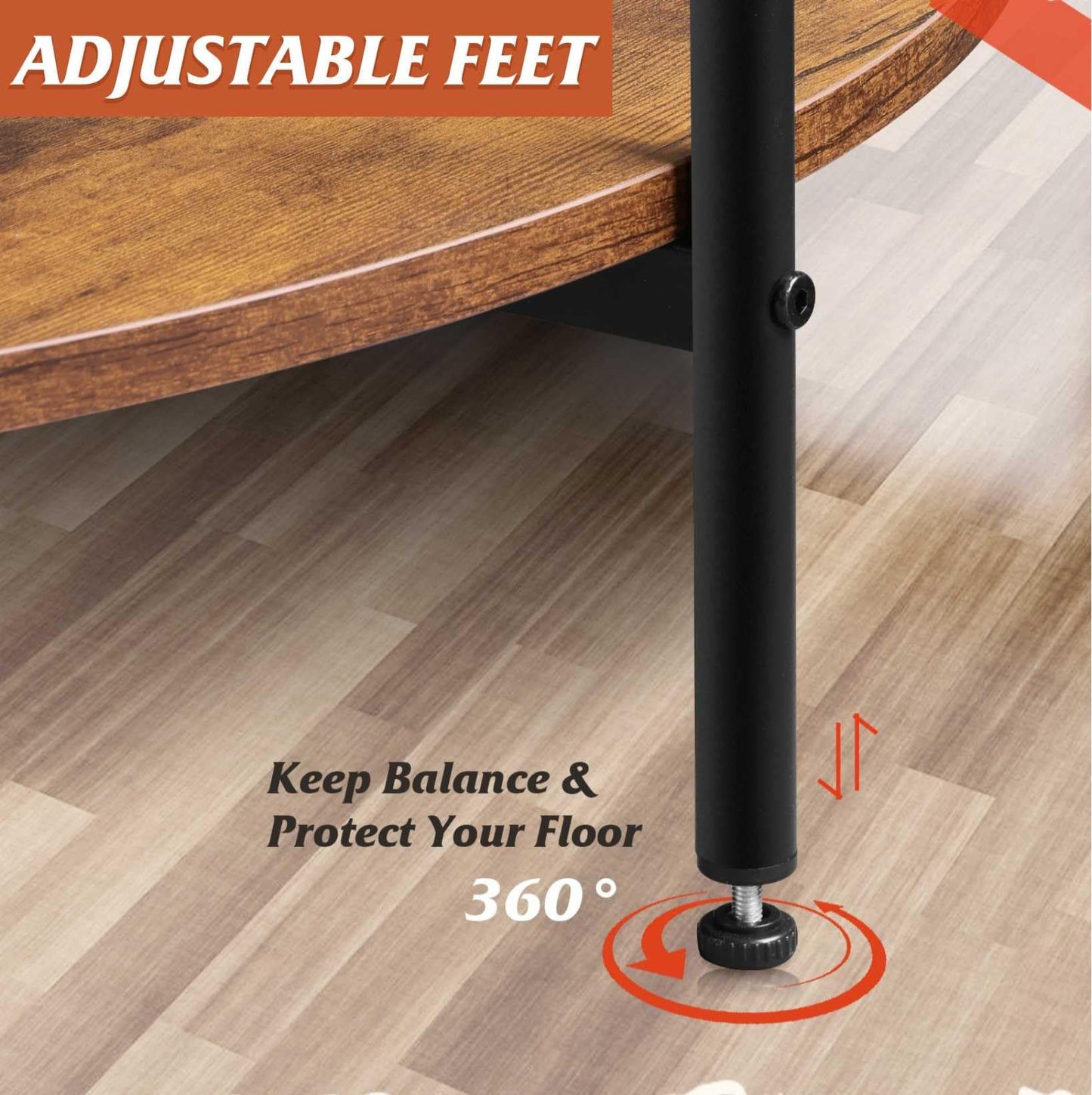 WLIVE Round Coffee Table, 32.6" Small Coffee Table with Storage Shelf, 2-Tier Circle Wood Center Table for Living Room, Apartment, Rustic Brown