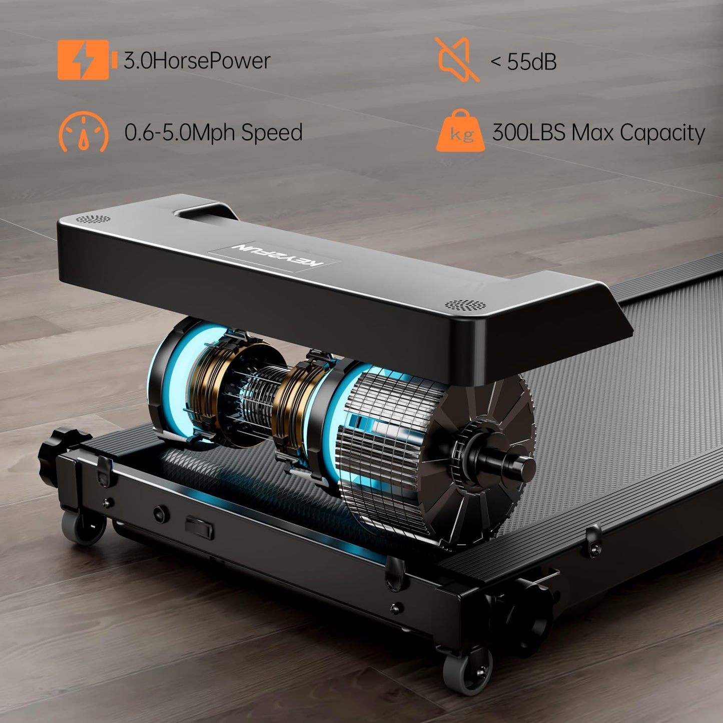 KEY2FUN Treadmills for Home, Walking Pad with Handle Bar, Portable Foldable Treadmill, Lightweight Folding Treadmill with 300 LBS Capacity, 3.0 HP Walking Pad with LED Display