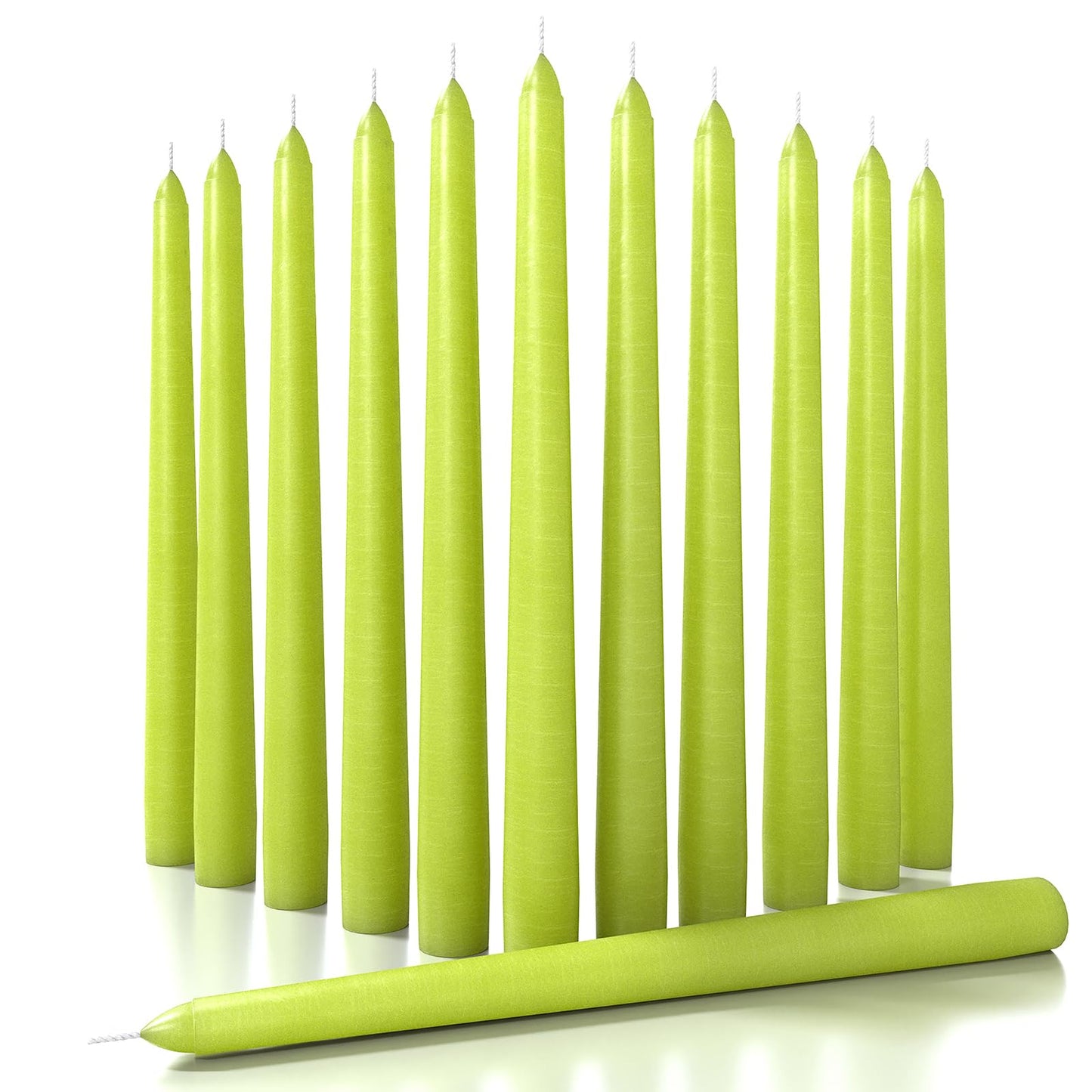 Candwax 12 inch Taper Candles Set of 12 - Dripless and Smokeless Candle Unscented - Slow Burning Candle Sticks Are Perfect As Thanksgiving Taper Candles - Olive