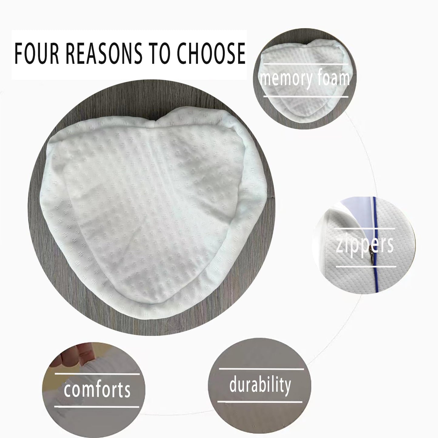 2 pcs Replacement Pillow Case for Contour Legacy Leg，Washable Zippered，Lightweight and Soft， Cover ONLY（White）