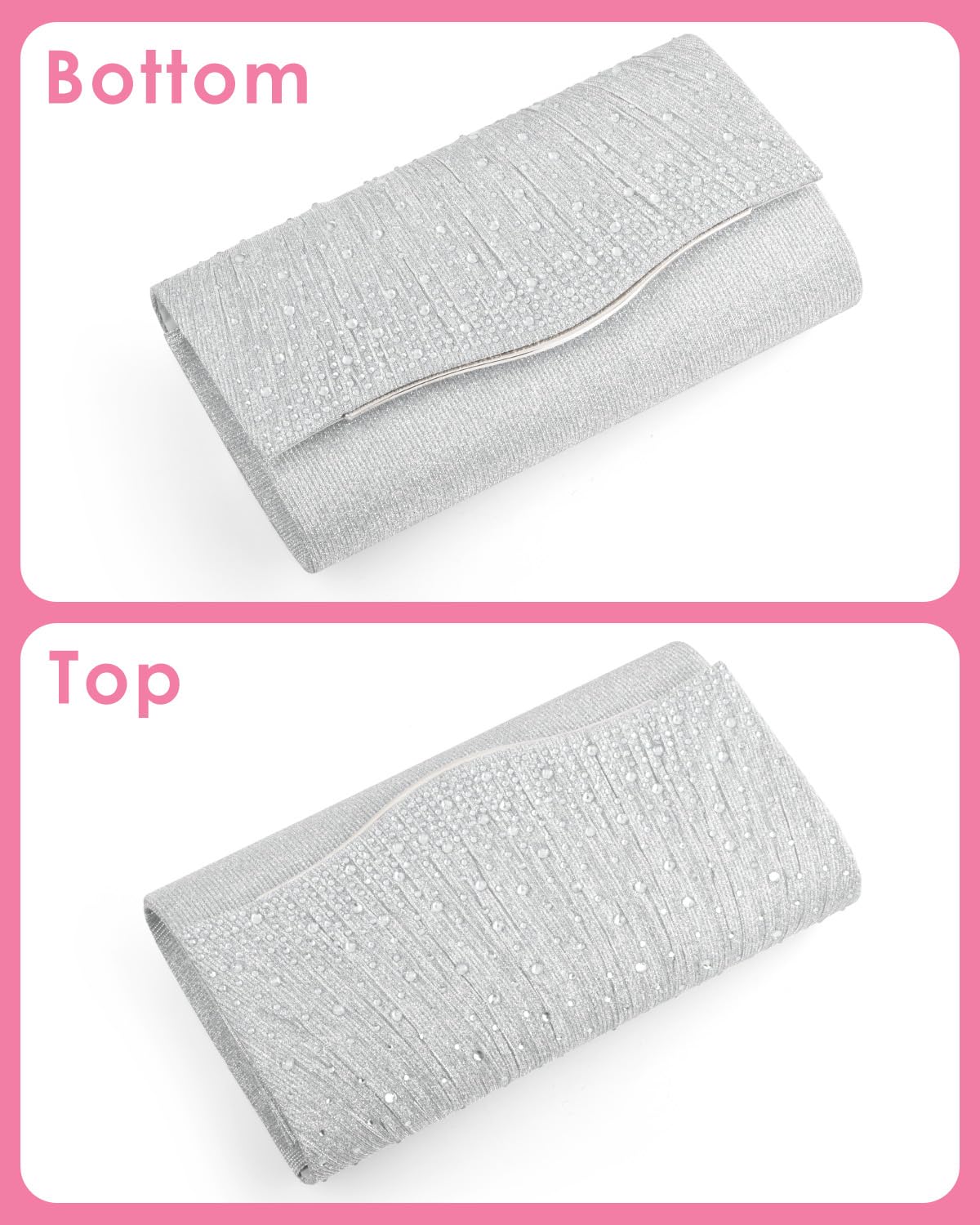 TINDTOP Clutch Purses for Women Evening Handbags for Formal Wedding Party Cocktail Prom Crossbody Shoulder Envelope Bag