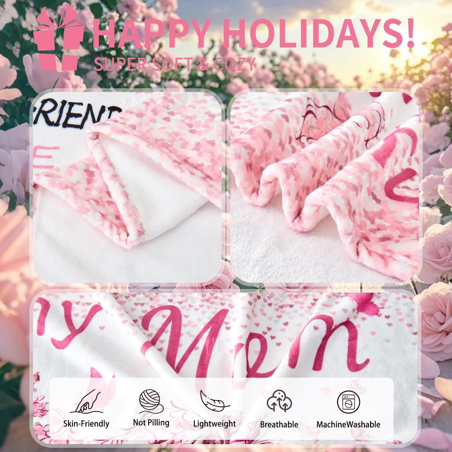 Mom Gifts Blanket from Daughter Son,Super Soft Flannel Throw Blanket 60" X 50",Gifts Blanket for Birthday Mother's Day Christmas Valentine Thanksgiving Anniversaries,for Sofa,Office Chair,Bed