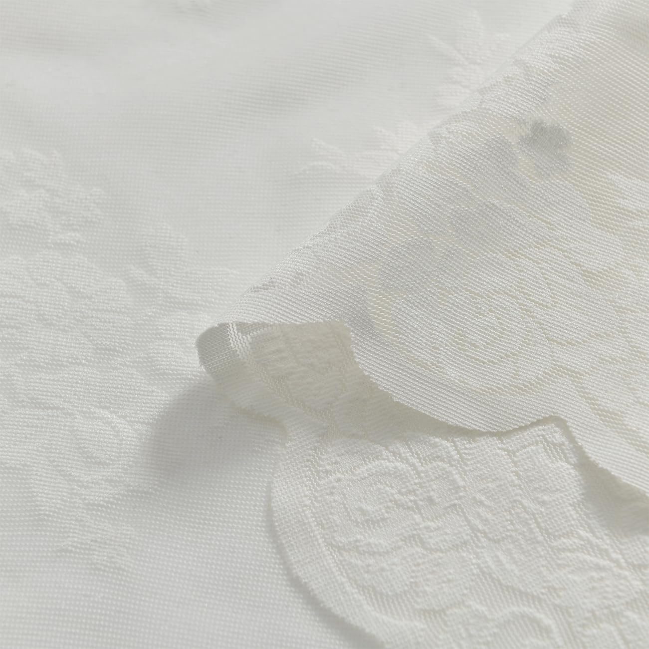 Kotile Ivory Lace Curtains 36 Inch Length 2 Panels, Country Rustic Floral Lace Curtains Short for Kitchen Window, Rod Pocket Privacy Lace Cafe Curtains, 42 x 36 Inch Each, 1 Pair, Ivory