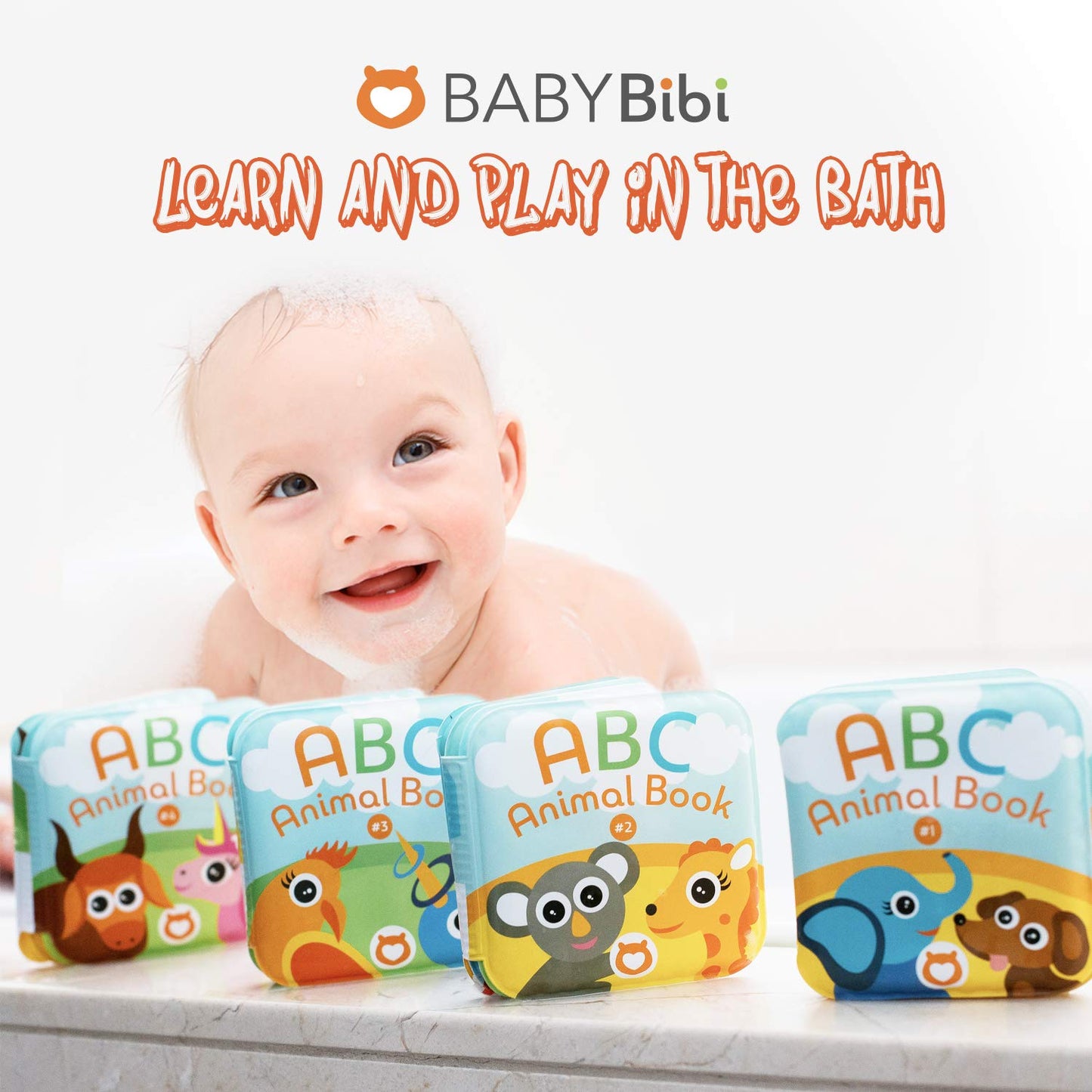 Floating Baby Bath Books. Kids Learning Bath Toys. Waterproof Bathtime Toys for Toddlers. Kids Educational Infant Bath Toys.(Set of 4: ABC Animal Bath Books)