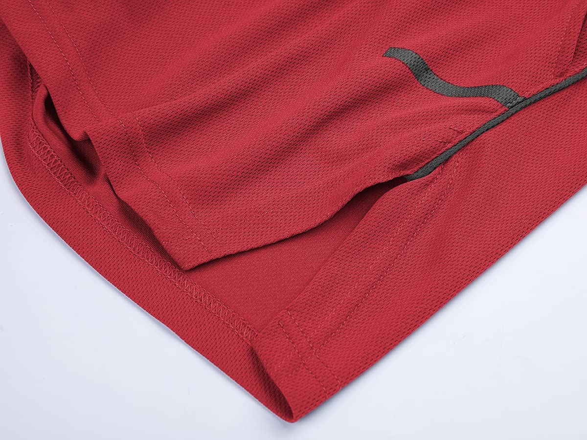 FLYFIREFLY Men's Gym Workout Shorts Running Lightweight Athletic Short Pants Bodybuilding Training Red