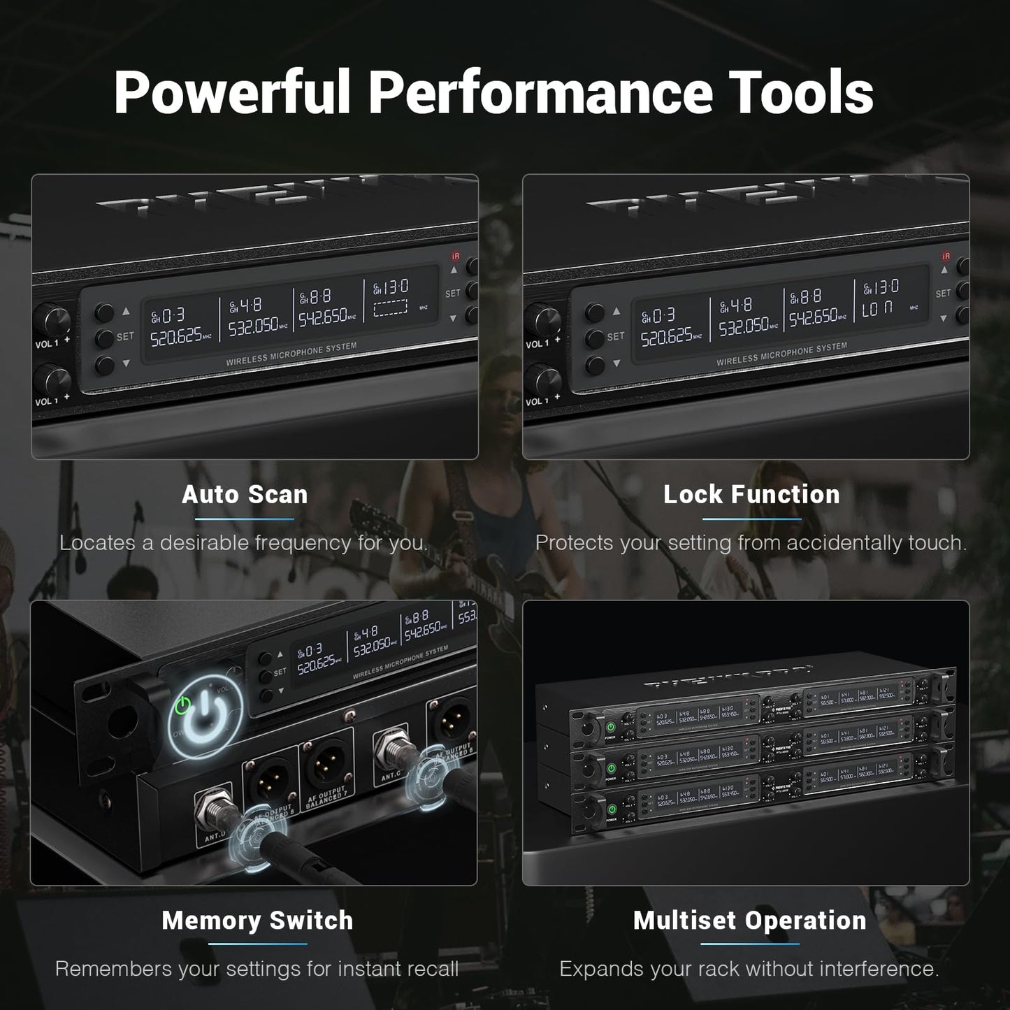 Phenyx Pro Wireless Microphone System, 8-Channel Wireless Mic, w/ 8 Handheld Dynamic Microphones, Auto Scan,8x40 UHF Frequencies, 328ft Range, Mics for Singing,Church, Karaoke(PTU-6000-8H)