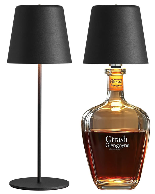 NEWSEE 2 Pack Bottle Lamp for Rechargeable Cordless Table Lamps, LED 3 Color Dimmable Battery Powered Wine Bottle Lighting, Portable Touch Night Light for Table Decor Bar, Party, Gift (Black)