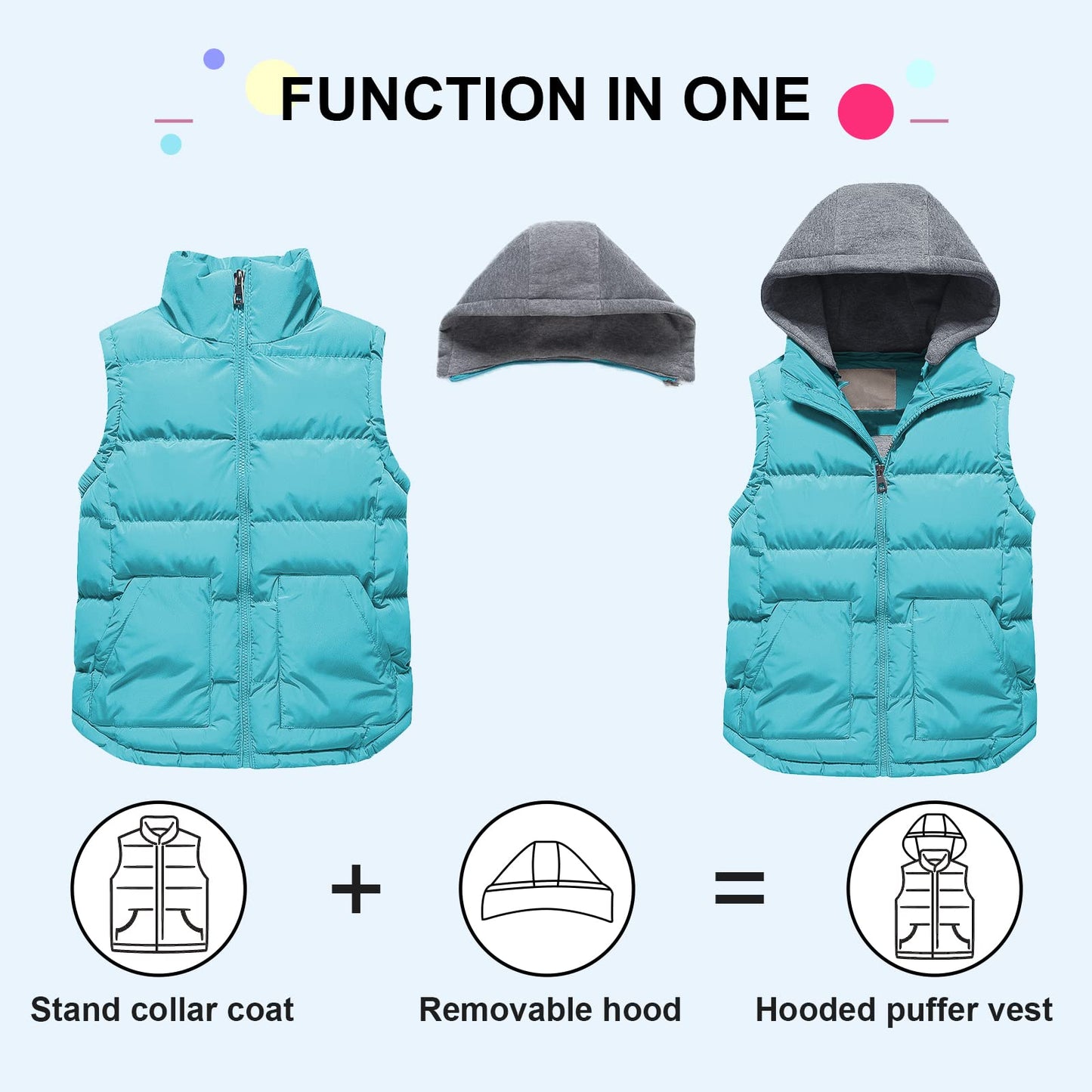 Pursky Kids Thicken Puffer Vest Warm Winter Coat Hooded Puffy Jacket Quilted Winter Outerwear Blue 10-12