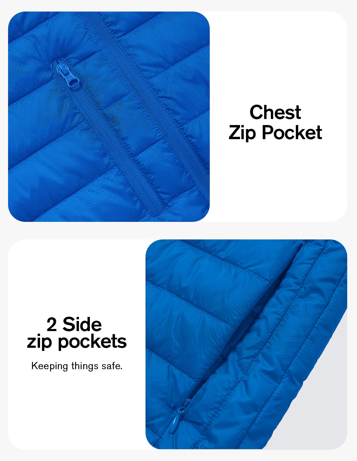 fit space Classic Puffer Jacket for Girl Boy Synthetic Down Jacket Lightweight Winter Warm Coat Padded Insulated Quilted Zip-Off Hood (3'7''~4',Blue)