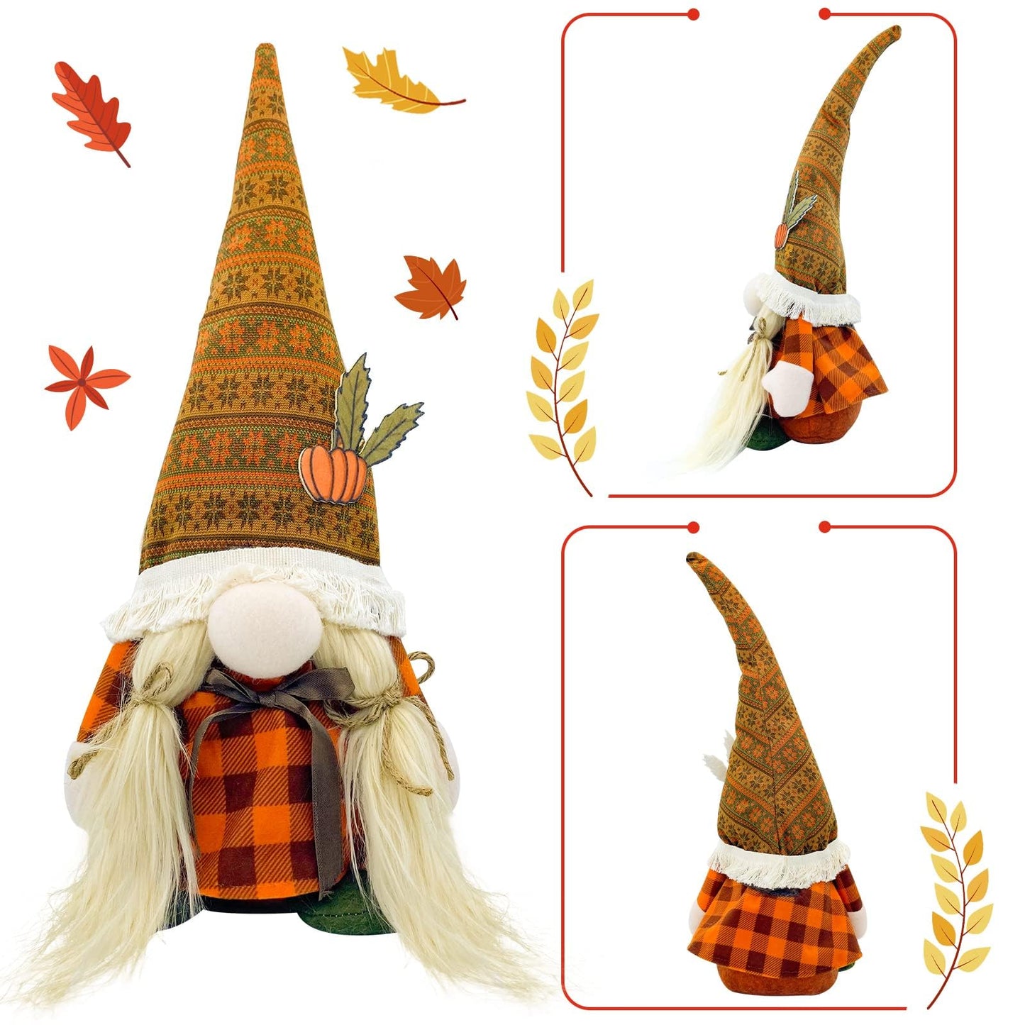 Lovinland Fall Decor - Fall Decorations for Home - Cute Thanksgving Gnomes Plush Doll for Office, Table, Room, Mantel, Shelf, Porch, Desk, Halloween Table Centerpieces - Thanksgiving Gifts for Women