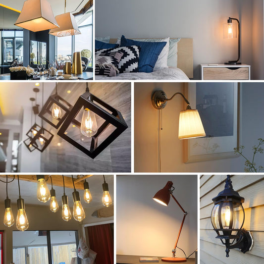Jensense Edison Bulbs 6W E26 LED Bulb 60 Watt Equivalent, Vintage LED Light Bulbs CRI90+ ST19, Dimmable Clear Light Bulbs, 2700K Soft Warm White 4 Pack