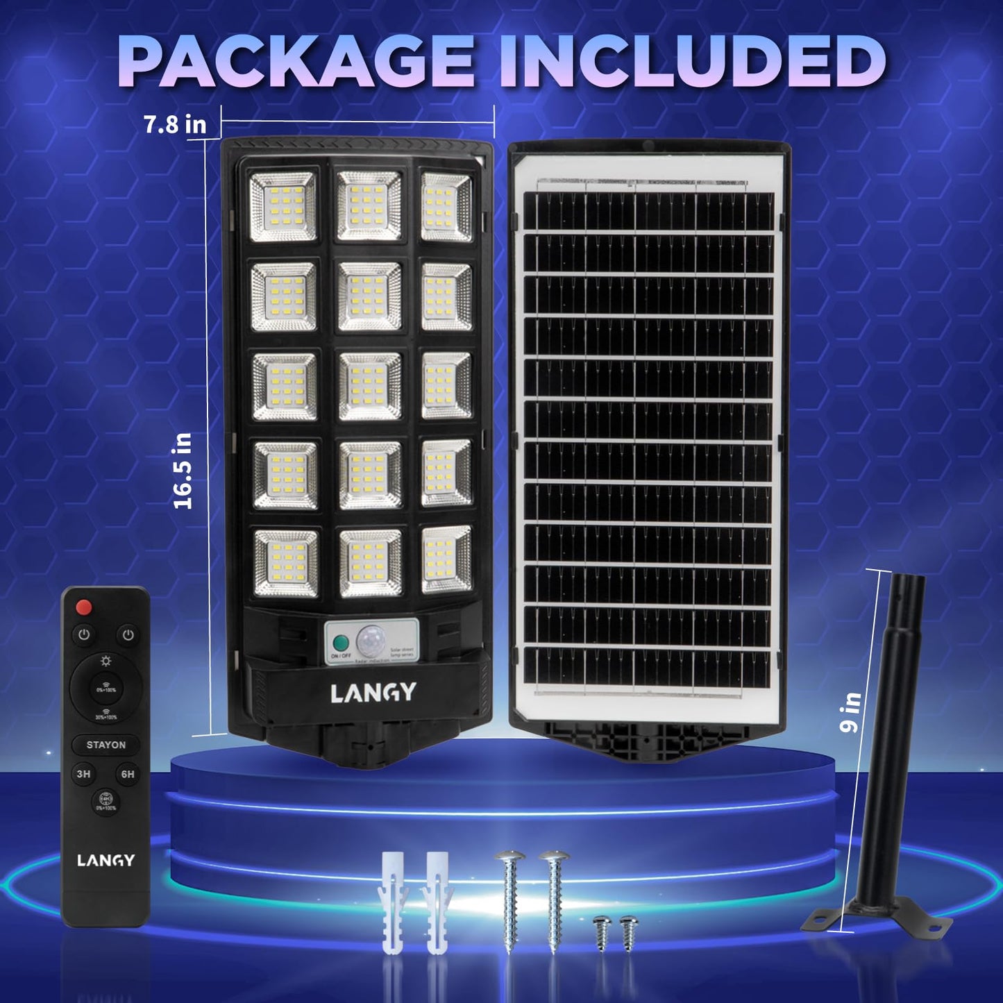 Solar Street Lights Outdoor 2 Pack Solar Lights Outdoor Waterproof Dusk To Dawn 60000Lm 6500K Solar Flood Lights Motion Sensor With Remote Control  Commercial Area Lighting For Outside Parking Lot