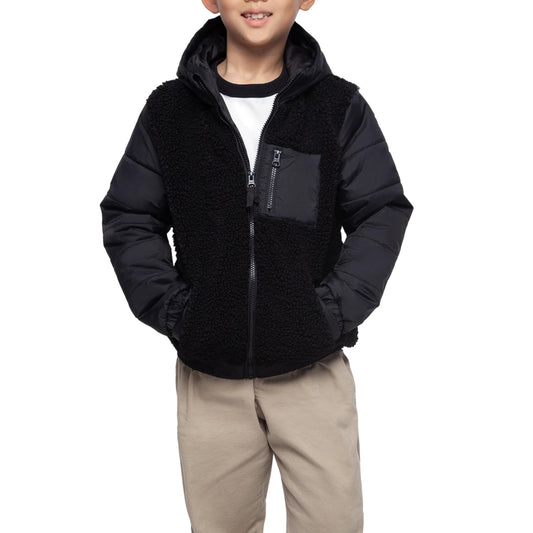 Rokka&Rolla Boys' Water-Resistant Sherpa Puffer Jacket