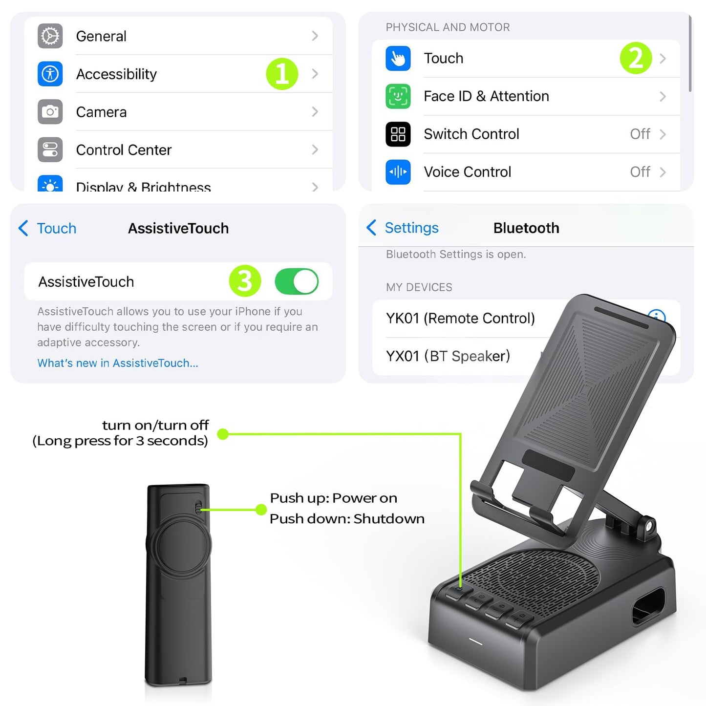 Cell Phone Stand with Bluetooth Speaker and Remote Control(Video Control/Camera Control),Portable Bluetooth Speaker for Home and Outdoors,All Day Playtime,Compatible with iOS/Android,Birthday Gift