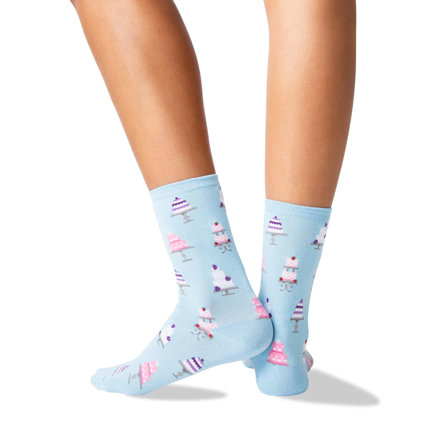 Hot Sox Women's Classic Novelty Crew 1 Pair Pack-Fun & Cute Fashion Gifts, Wedding Cakes (Pale Blue), Shoe Size: 4-10 (Sock Size: 9-11)