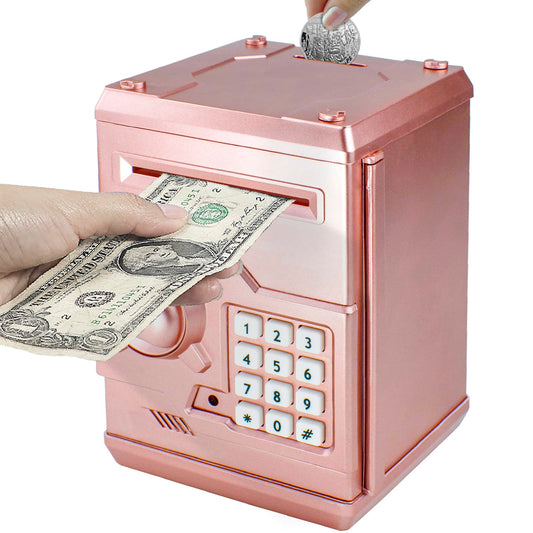 HUSAN Piggy Banks for Kids, Electronic Password Code Money Banks ATM Banks Box Coin Bank for Children Boys and Girls (Rose Gold)