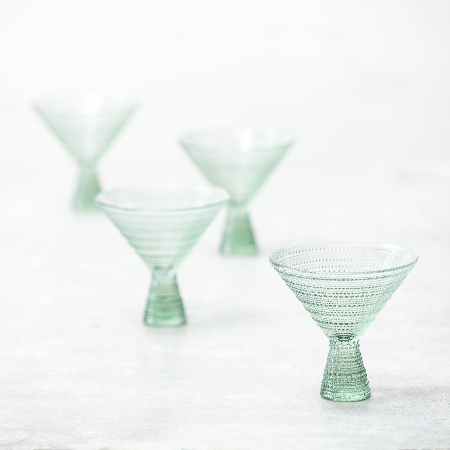 Fortessa Jupiter Beaded Hobnail Glass, 11.5 Ounce Martini (Set of 4), Sage Green