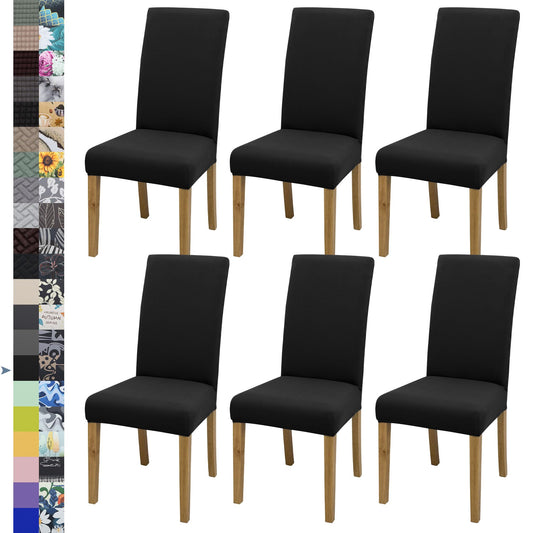 BIETYONE Dining Chair Cover,Dining Room Chair Covers Set of 6,Stretch Kitchen Chair Cover,Washable Dining Chair Cover,Parsons Chair Slipcovers Protective,for Home,Restaurant,Banquet(Black)