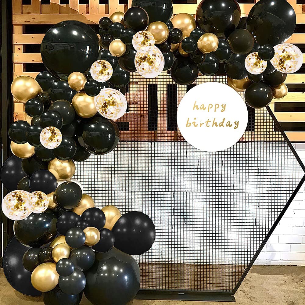 Black and Gold Balloons,75PCS Gold and Black Balloons,12in and 5in Black Gold Latex Party Balloons for Birthday, New Years, Wedding, Graduation Decorations