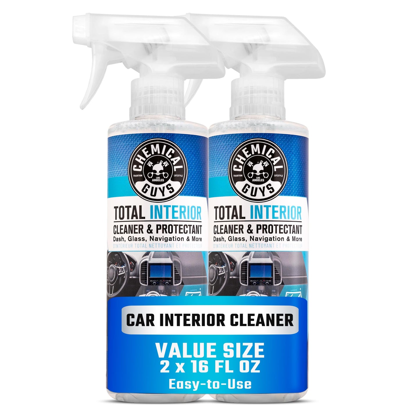 Chemical Guys Total Interior Cleaner and Protectant, Safe for Cars, Trucks, SUVs, Jeeps, Motorcycles, RVs & More, 16 fl oz, (2 Pack) SPI2201602