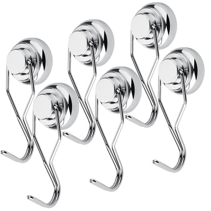 6 Pack Magnetic Swivel Swing Hooks, 60lb Strong Heavy Duty Neodymium Magnet Hooks - Use for Cruise Motor Home Kitchen Office Garage Hanging