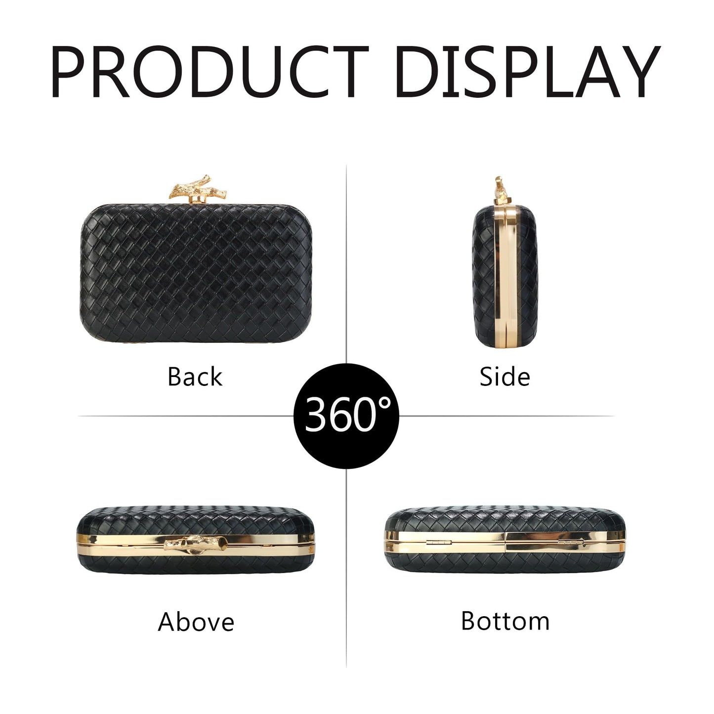 FUKEFUKEUS Woven Clutch Purse for Women Designer Evening Wedding Party Handbags Elegant PU Leather shoulder Bag