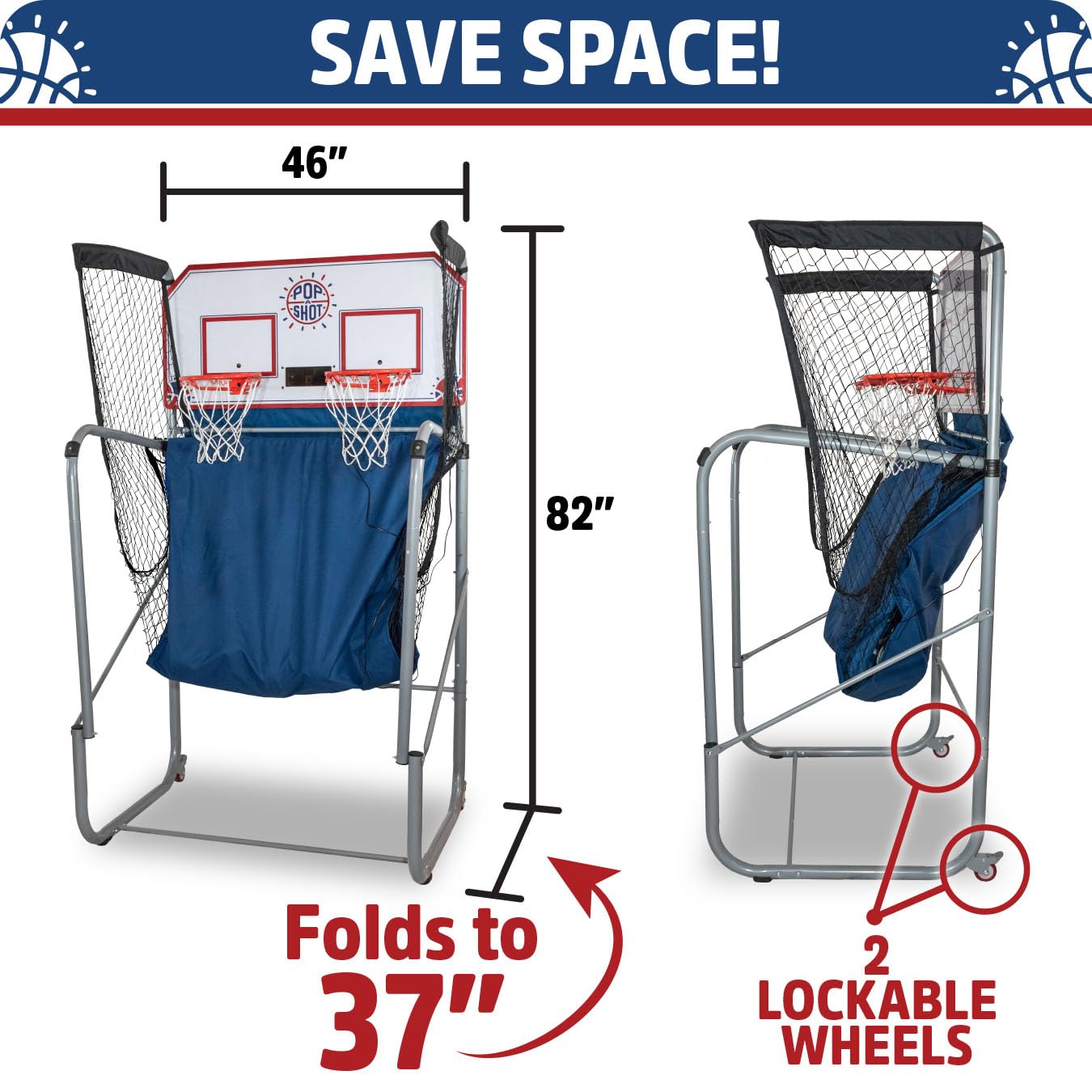 Pop-A-Shot Official Home Dual Shot Basketball Arcade Game - Blue (Blue)