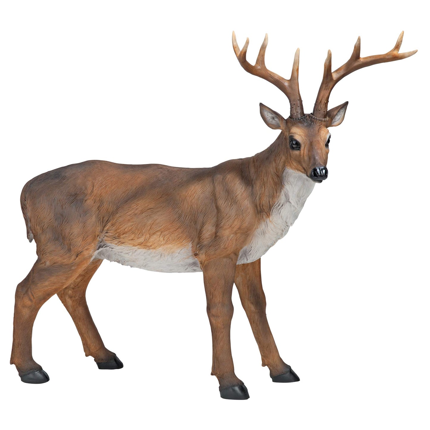 Design Toscano Big Rack Deer Buck Indoor/Outdoor Garden Decoy Animal Statue, 28 Inch Long, 24 Inch Tall, Cast Stone Resin, Brown Finish