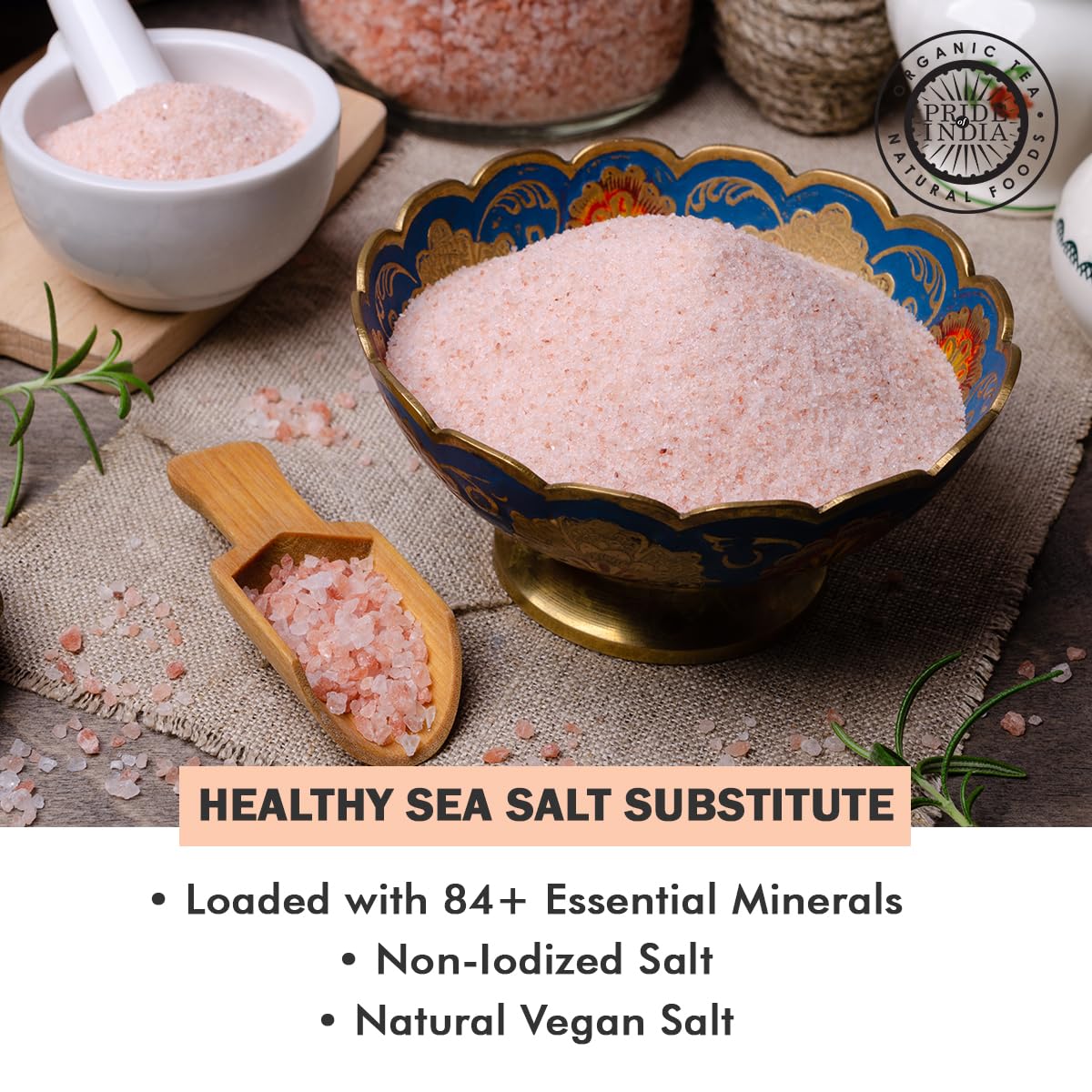 Pride Of India - Pure Himalayan Pink Salt - Enriched w/ 84+ Natural Minerals, Fine Grind 2.2 Pound (35.2 oz.) Jar - Himalayan Salt, Himalayan Pink Salt, Pink Himalayan Salt, Grind Salt, Pure Rock Salt