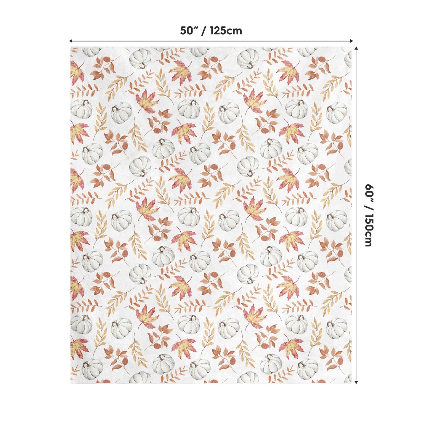 Horaldaily Fall Flannel Blanket Throw, White Pumpkin Orange Leaves Soft Fuzzy Plush Cozy Fleece Blankets for Couch Sofa Bed Lounging, Ideal Gifts for Kids Adults Wife Self, 50x60