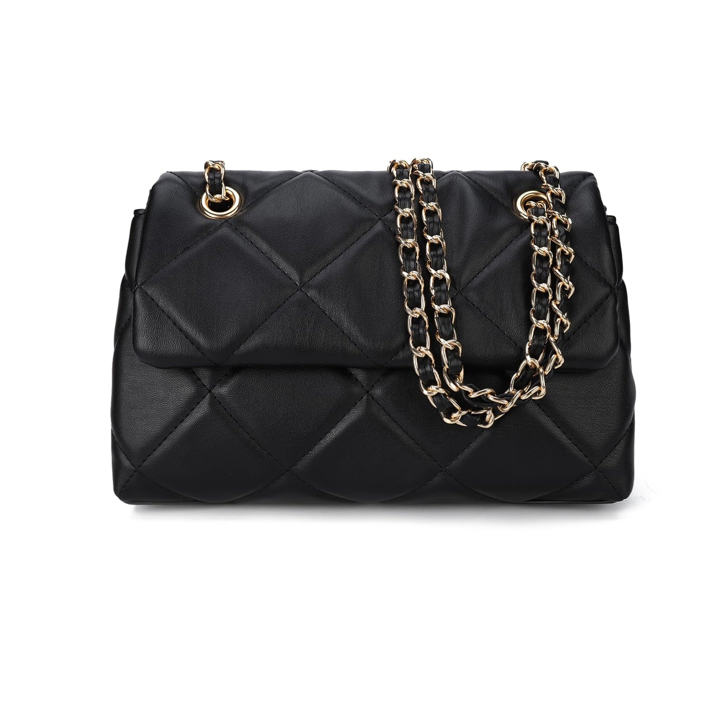 Gladdon Quilted Crossbody Purses for Women Small Ladies Shoulder Bags with Chain Trendy Clutch Purse Cute Designer Bag Black