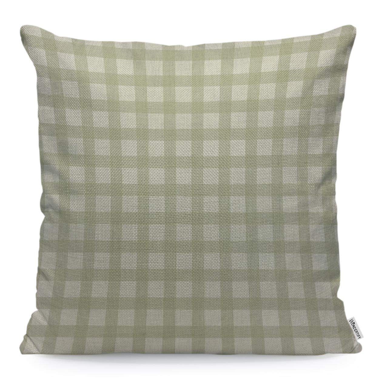 WONDERTIFY Throw Pillow Cover Case Buffalo Plaid Green - Soft Linen Pillow Case for Decorative Bedroom/Livingroom/Sofa/Farm House - Cushion Covers Couch Pillow 18x18 Inch 45x45 cm