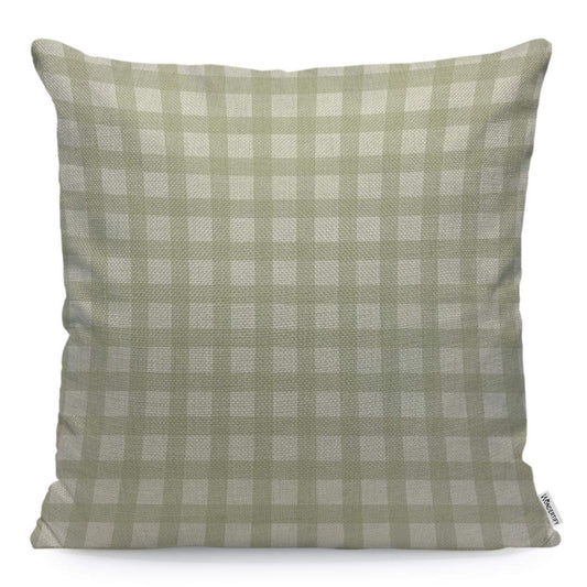 WONDERTIFY Throw Pillow Cover Case Buffalo Plaid Green - Soft Linen Pillow Case for Decorative Bedroom/Livingroom/Sofa/Farm House - Cushion Covers Couch Pillow 18x18 Inch 45x45 cm