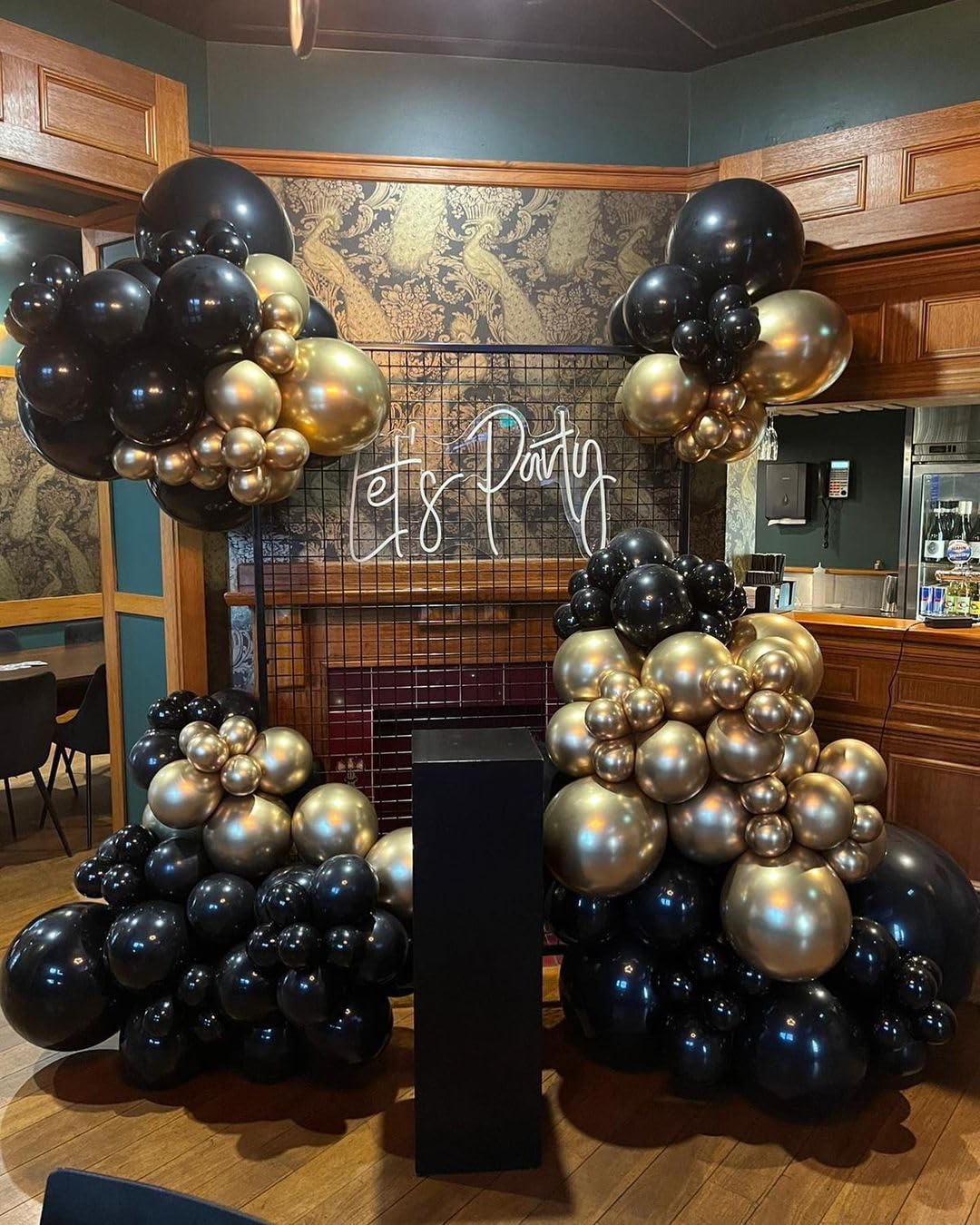 Black and Gold Balloons,75PCS Gold and Black Balloons,12in and 5in Black Gold Latex Party Balloons for Birthday, New Years, Wedding, Graduation Decorations