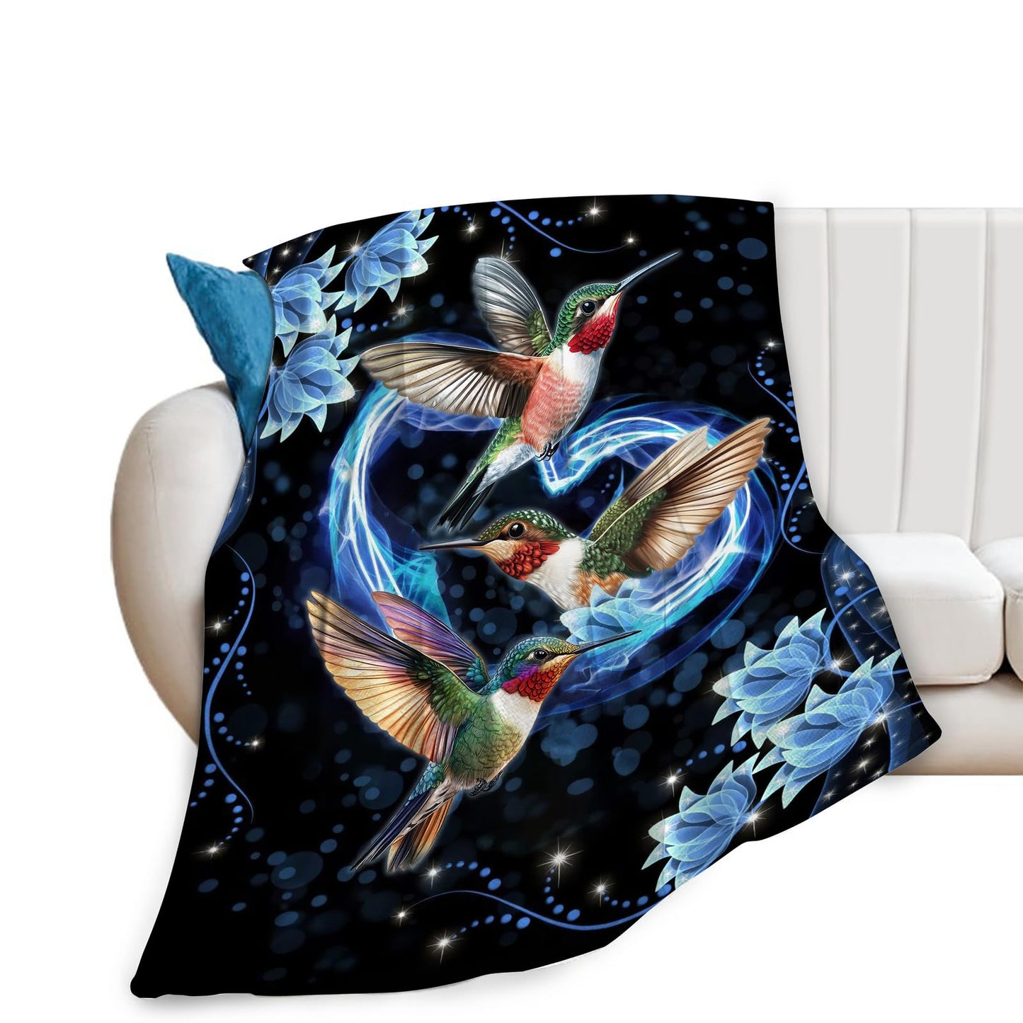 Hummingbird Blanket Super Cozy Soft Hummingbird Throw Blanket Warm Plush Fluffy Hummingbird Stuff Gifts for Women Girls Fleece Flannel Gift Blankets for Kids Adults 50"X40"