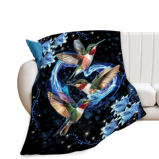Hummingbird Blanket Super Cozy Soft Hummingbird Throw Blanket Warm Plush Fluffy Hummingbird Stuff Gifts for Women Girls Fleece Flannel Gift Blankets for Kids Adults 50"X40"