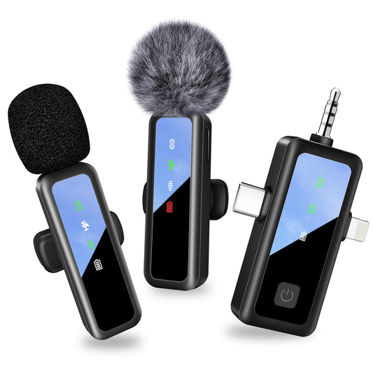 dralud 3 in 1 Wireless Lavalier Microphone for iPhone, Mini Lapel Mic with Mute/Reverb/Noise Reduction, for Android Phone, Camera, PC, Laptop, Video Recording, Streaming, Interview, Vlogs,100ft Range