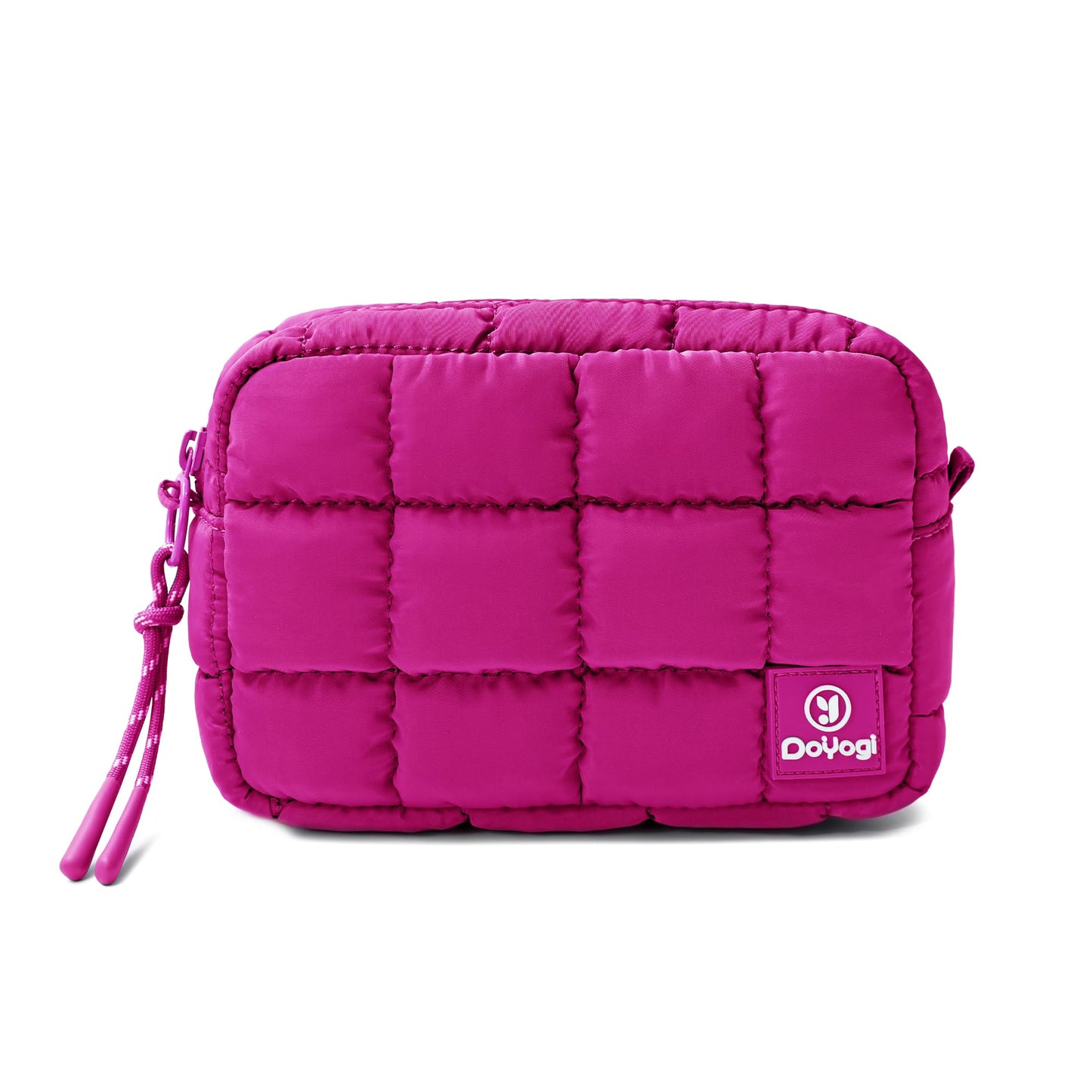DOYOGI Quilted Cosmetic Bag, Puffer Makeup Bags, Crossbody Purses for women,Cute Travel Toiletry Bag for Women (Rose Red)